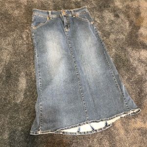 Long blue jean skirt